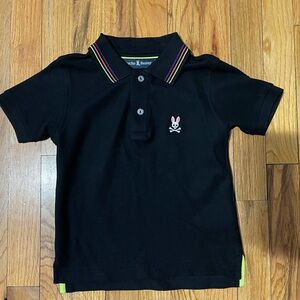 Psycho Bunny Black Polo with Colorful Collar